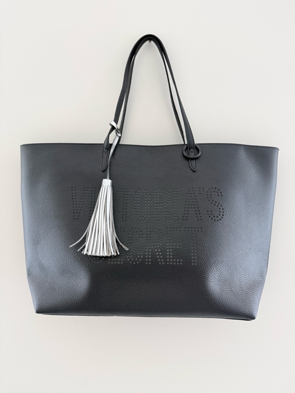 Victoria’s Secret Black Tote Bag with Silver Tassel
